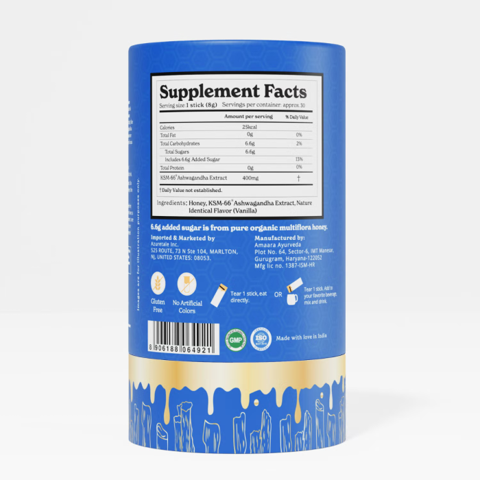 Better Alt Ksm-66 Ashwagandha Honey Sticks, Pliculete De Ashwagandha Si Miere, 30 Pliculete  [2]