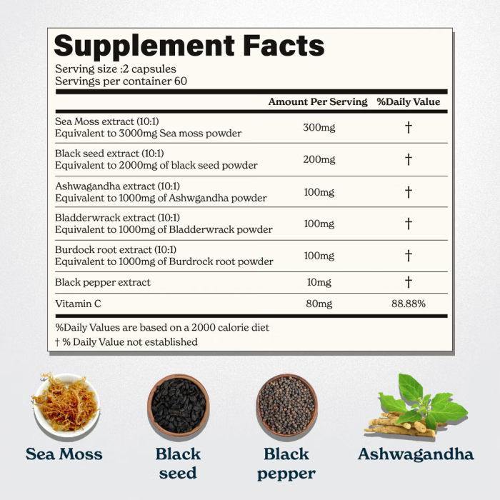 Better Alt Sea Moss, Formula Cu Alge Marine, Chimen Negru Si Ashwagandha, 120 Cps [3]