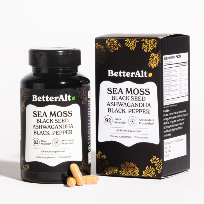 Better Alt Sea Moss, Formula Cu Alge Marine, Chimen Negru Si Ashwagandha, 120 Cps [2]