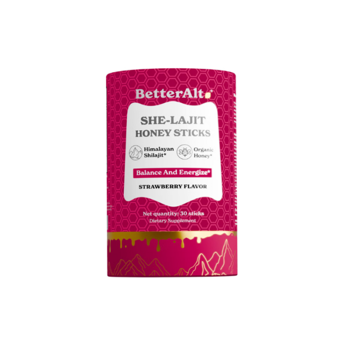Better Alt She-lajit Honey Sticks, Pliculete De Shilajit Din Himalaya Si Extract De Shatavari Cu Aroma De Capsuni, 30 Pliculete [1]