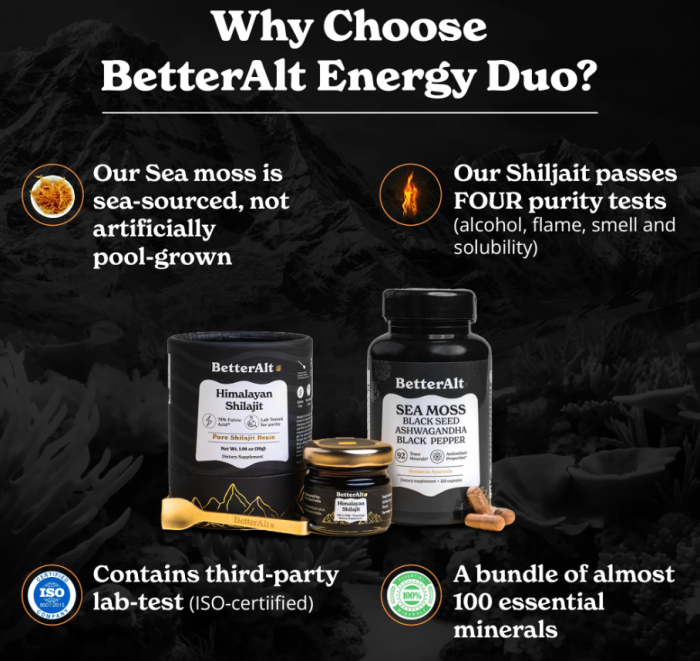 Better Alt Shilajit Sea Moss, Formula De Shilajit Cu Alge Marine, Ashwagandha Si Tongkat Ali, 120 Cps [6]