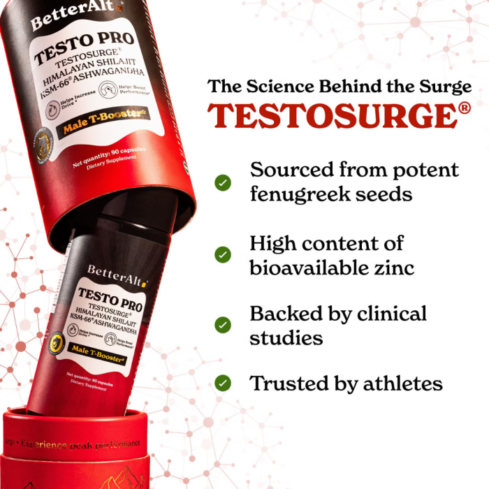 Better Alt Testo Pro, Formula Cu Shilajit Si Ashwagandha Pentru Stimularea Productiei De Testosteron, 90 Cps [3]