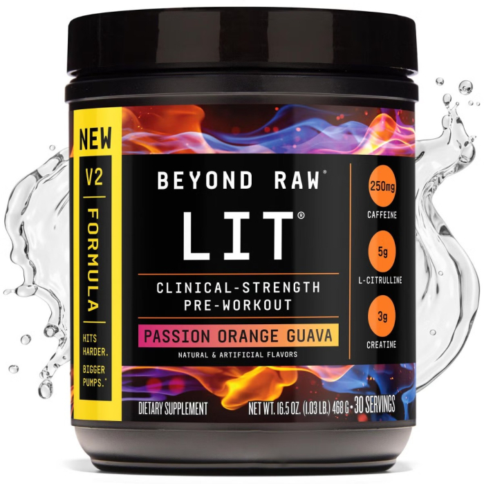 Beyond Raw Lit V2 Pre-workout With Passion Orange Guava Flavor, Pre-workout Cu Aroma De Passion Orange Guava, 468 G [3]