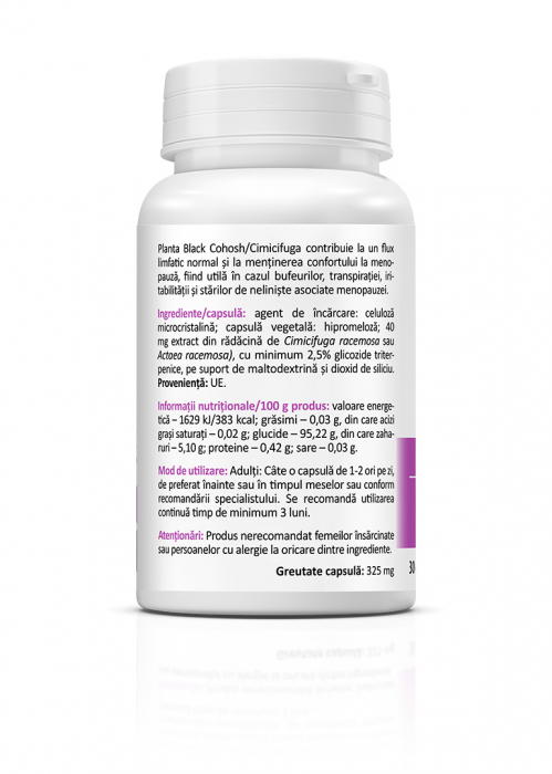 Black Cohosh 40 mg (reducerea simptomelor menopauzei. Util in sindromul ovarelor polichistice) * 30 cps [2]
