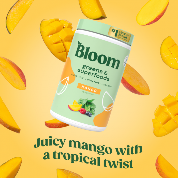 Bloom Greens & Superfoods - Mango, Amestec de Super-Alimente Verzi cu Aroma de Mango, 141 g [7]