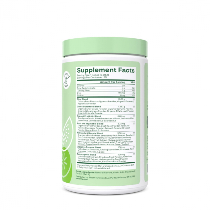 Bloom Greens & Superfoods - Strawberry Kiwi, Amestec de Super-Alimente Verzi cu Aroma de Capsuni si Kiwi, 150.75 g [2]