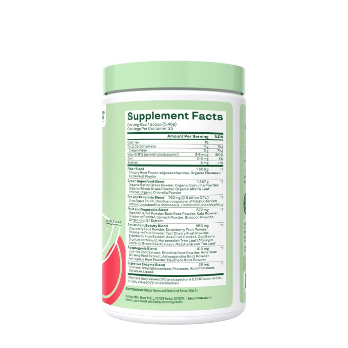 Bloom Greens & Superfoods Watermelon, Pulbere Nutritiva Cu Aroma De Pepene Verde, Suport Pentru Energie Si Detoxifiere, 142 G [2]