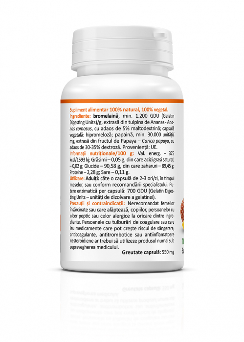 Bromelain & Papain (digestie, articulatii,regenerare leziuni,inflamatii) * 60 cps [2]