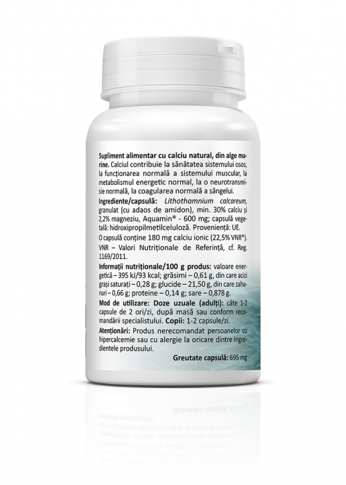Calciu marin ( complex din alge marine 100% natural si vegetal. Sustine sanatatea oaselor si muschilor.) *60 cps [2]