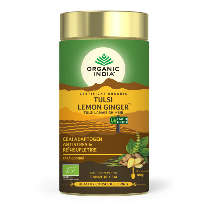 Ceai Tulsi (Busuioc Sfant) cu Lamaie si Ghimbir | Antistres Natural &amp; Reinsufletire, cutie 100g [1]