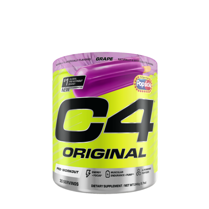 Cellucor C4 Original Pre-workout Grape Popsicle, Formula Pre-antrenament Cu Aroma De Struguri, 246 G [1]