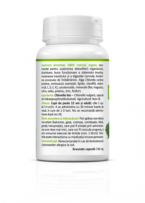 Chlorella BIO 450 mg ( natural pentru sustinerea sistemului cardiovascular, digestiv, nervos si imunitatii.) *60 cps [3]