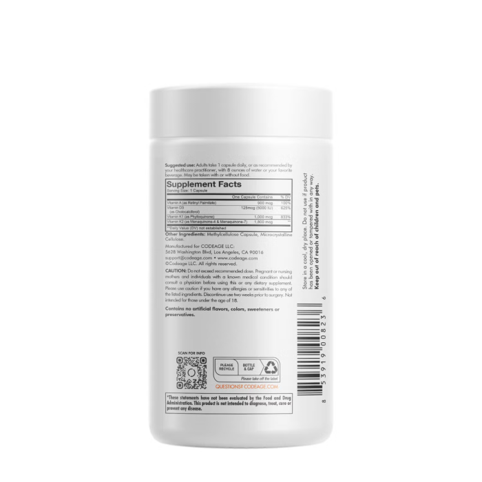 Codage Adk Vitamin Supplement, Formula Pentru O Piele Sanatoasa, Oase Puternice Si Sistem Imunitar Active, 180 Cps [3]