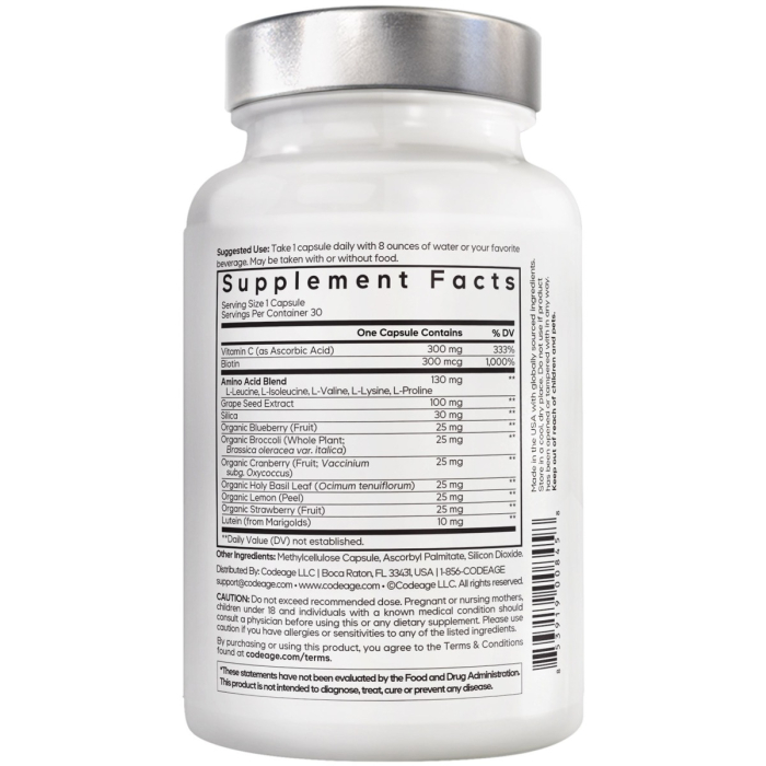Codeage Amen Vegan Collagen Builder, Colagen Vegan Cu Biotina, Luteina Si Vitamina C, 30 Cps [3]