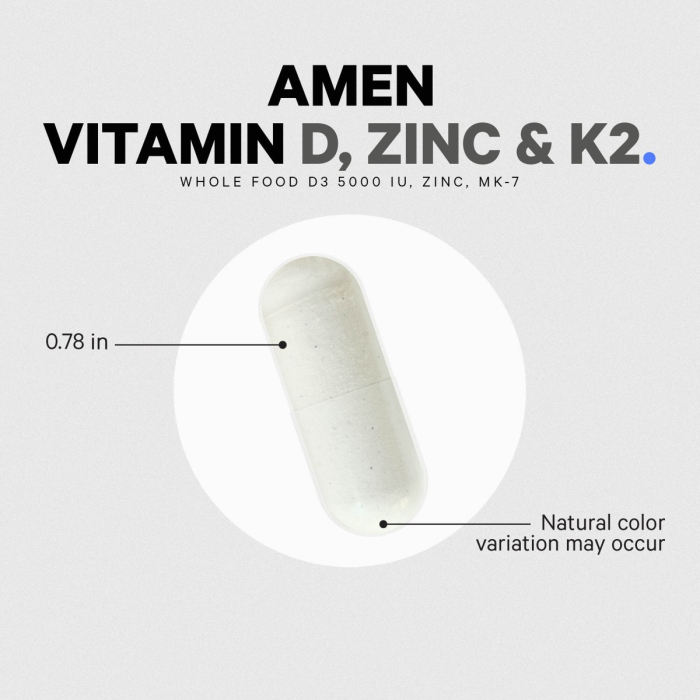 Codeage Amen Vitamin D - K2 & Zinc - Vitamin D3, Formula Pentru Imunitate, Oase Puternice Si Protectie Cardiovasculara, 60 Cps [5]