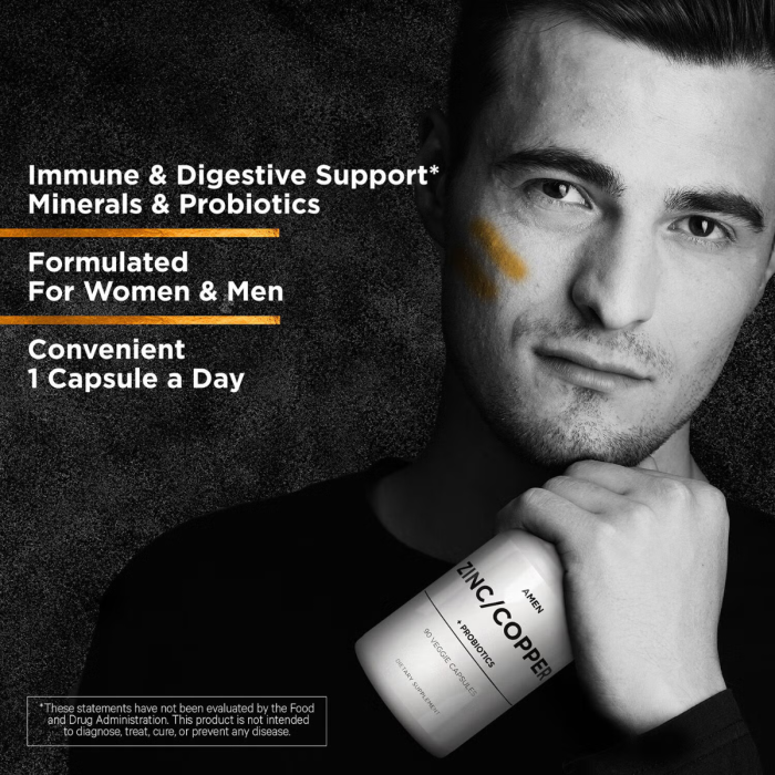 Codeage Amen Zinc/copper + Probiotics 2 Billion Cfu, Formula Pentru Echilibru Mineral Si Digestie Sanatoasa, 90 Cps [9]