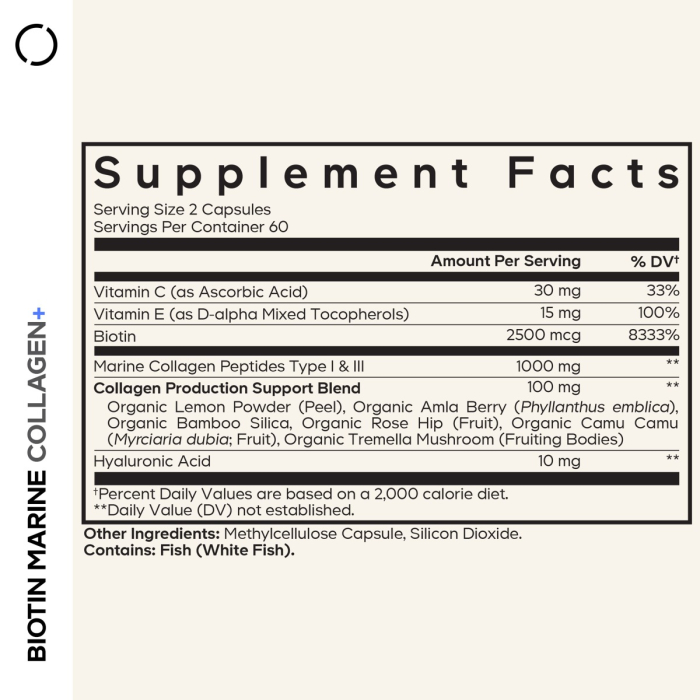 Codeage Biotin Marine Collagen+formula Completa Cu Colagen Marin Si Acid Hyaluronic, 120 Cps [11]