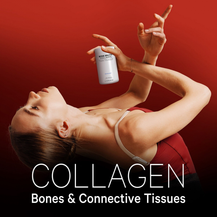Codeage Bone Broth Collagen Peptides, Peptide Din Colagen De Tipul I, Ii & Iii Din Fiertura De Oase Cu Turmeric Si Ashwagandha, 180 Cps [8]
