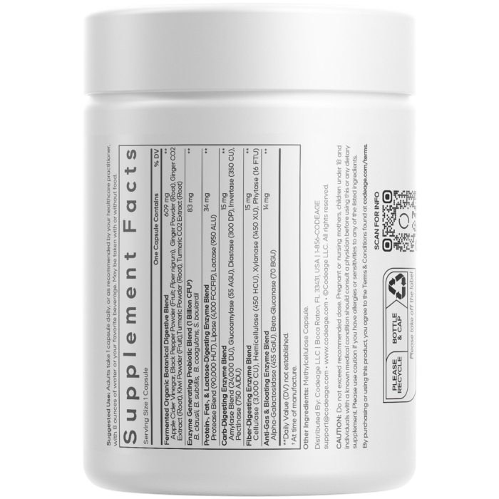 Codeage Fermented Digestive Enzymes With Probiotics & Prebiotics, Enzime Digestive Cu Probiotice Si Prebiotice Pentru Sustinerea Digestiei, 90 Cps [2]