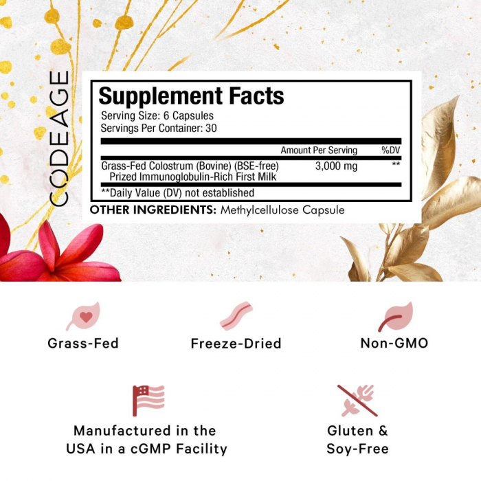 Codeage Immuno Bovine Colostrum, Colostru Bovin Bogat In Imunoglobuline, 180 Cps [4]