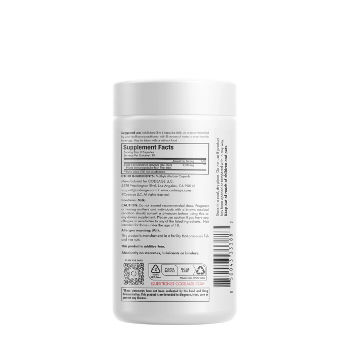 Codeage Immuno Bovine Colostrum, Colostru Bovin Bogat In Imunoglobuline, 180 Cps [3]