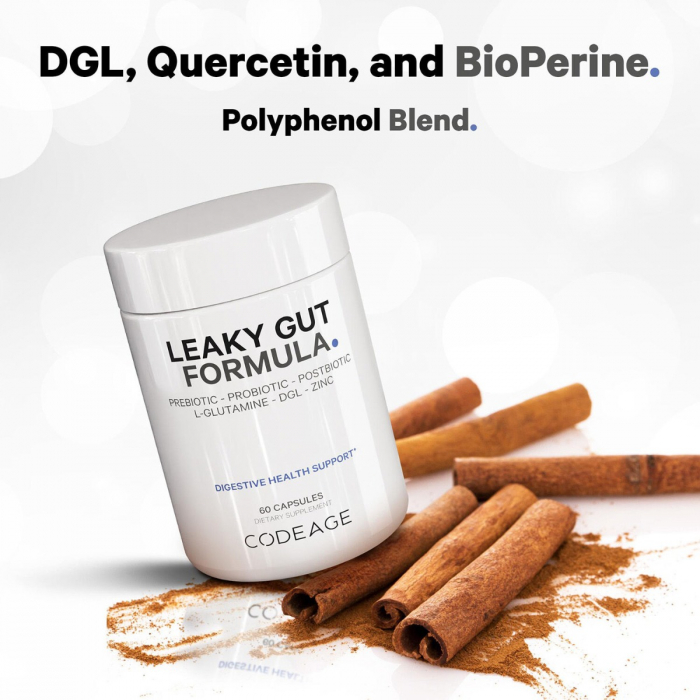 Codeage Leaky Gut Supplement - L-glutamine, Prebiotics, Probiotics, Postbiotic, Formula Avansata Pentru Sanatatea Intestinala, 60 Cps [6]