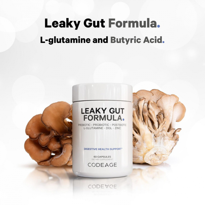 Codeage Leaky Gut Supplement - L-glutamine, Prebiotics, Probiotics, Postbiotic, Formula Avansata Pentru Sanatatea Intestinala, 60 Cps [2]