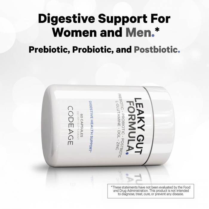 Codeage Leaky Gut Supplement - L-glutamine, Prebiotics, Probiotics, Postbiotic, Formula Avansata Pentru Sanatatea Intestinala, 60 Cps [4]