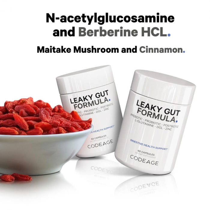 Codeage Leaky Gut Supplement - L-glutamine, Prebiotics, Probiotics, Postbiotic, Formula Avansata Pentru Sanatatea Intestinala, 60 Cps [5]