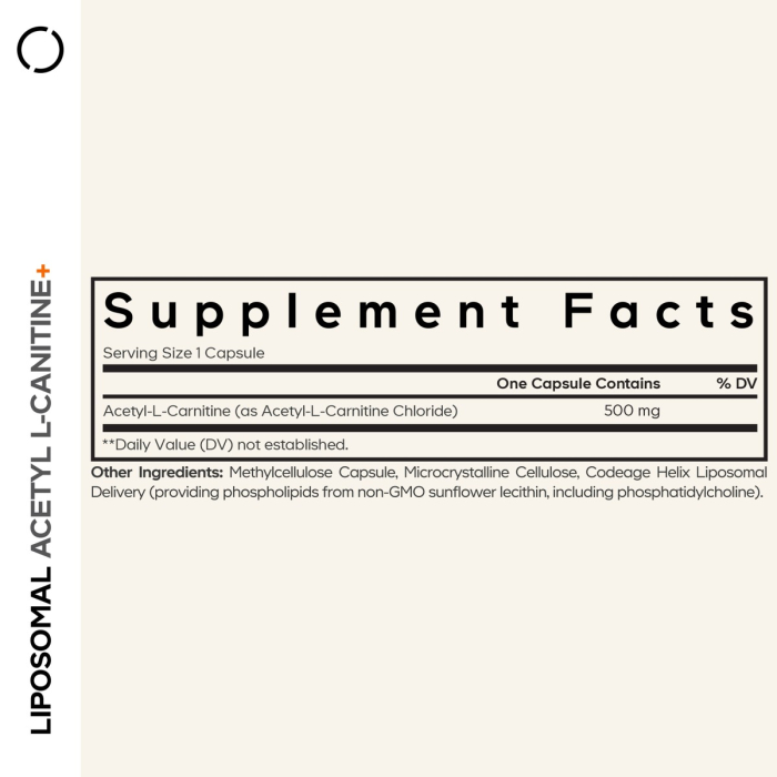 Codeage Liposomal Acetyl L-carnitine+, Formula Pentru Suport Cognitiv Si Vitalitate Zilnica, 90 Cps [11]