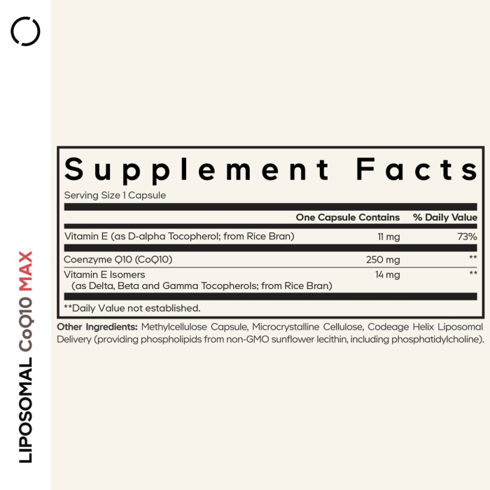  Codeage Liposomal Coq10 Max, Coenzima Q-10 Lipozomala, 60 Cps [10]