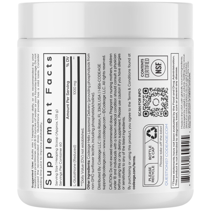Codeage Liposomal Glutathione, Glutation Lipozomal Pudra 1000 Mg, 63g [3]