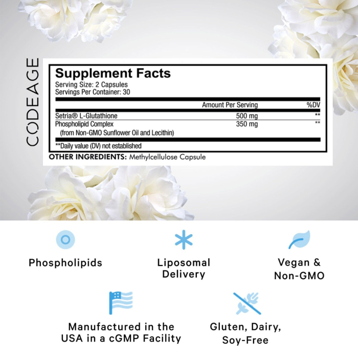 Codeage Liposomal Glutathione, Glutation Lipozomal Setria, 60 Cps [4]