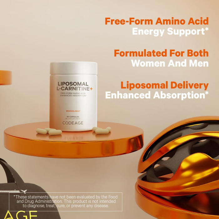 Codeage Liposomal L-carnitine+ , L-carnitina Lipozomala Pentru Energie Celulara Si Suport Metabolic, 90 Cps [7]
