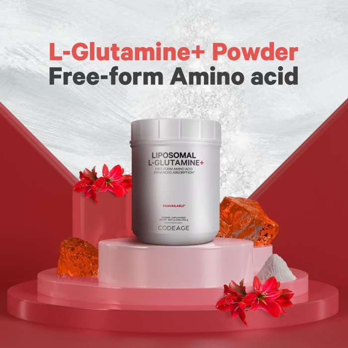 Codeage Liposomal L-glutamine Powder, L-glutamina Lipozomala Pentru Sustinerea Sanatatii Musculare Si Digestive, Fara Aroma, 472.5 G [5]