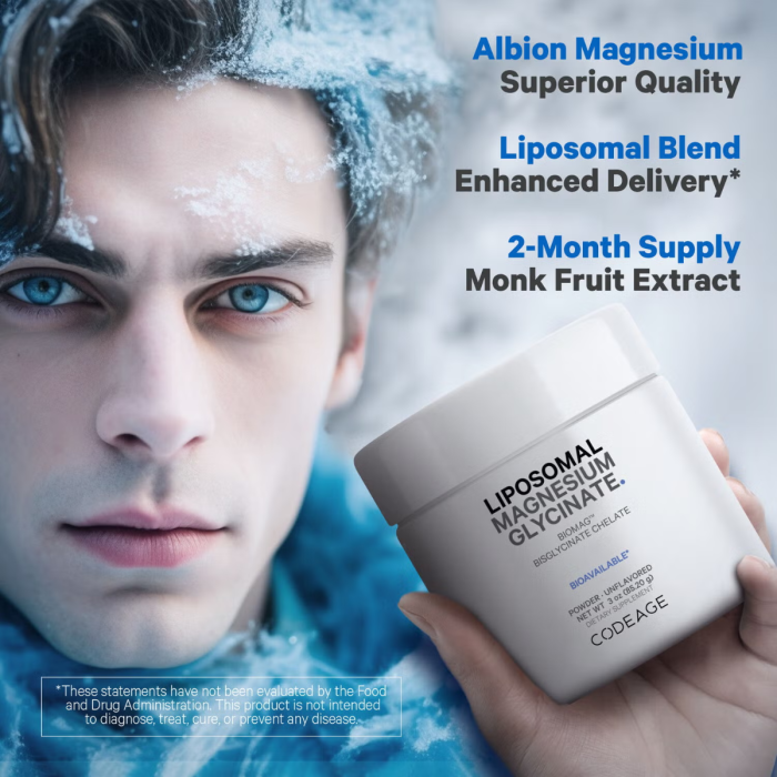 Codeage Liposomal Magnesium Glycinate, Magneziu Bisglicinat Lipozomal - Formula Avansata Pentru Absorbtie Superioara, 85.20 G [4]