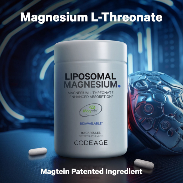 Codeage Liposomal Magnesium L-threonate, Magneziu L-treonat Liposomal Cu Fosfolipide - Formula Avansata Pentru Absorbtie Superioara, 90 Cps [5]