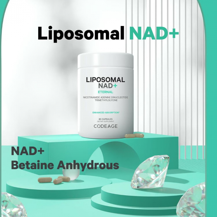 Codeage Liposomal Nad+ Eternal, Nicotinamide Adenine Dinucleotide, Nad+ Liposomal Cu Betaina Tmg, 60 Cps [3]