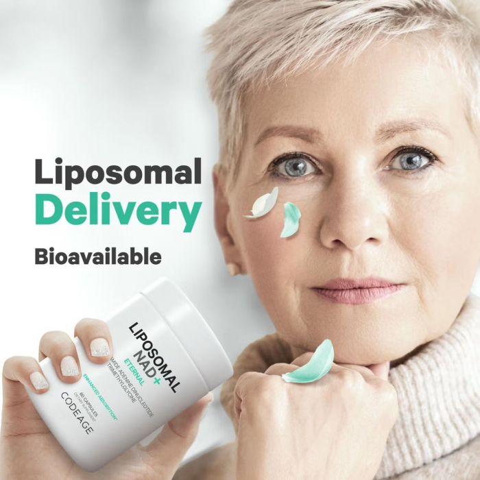 Codeage Liposomal Nad+ Eternal, Nicotinamide Adenine Dinucleotide, Nad+ Liposomal Cu Betaina Tmg, 60 Cps [6]