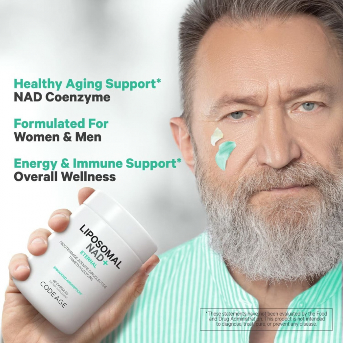 Codeage Liposomal Nad+ Eternal, Nicotinamide Adenine Dinucleotide, Nad+ Liposomal Cu Betaina Tmg, 60 Cps [4]