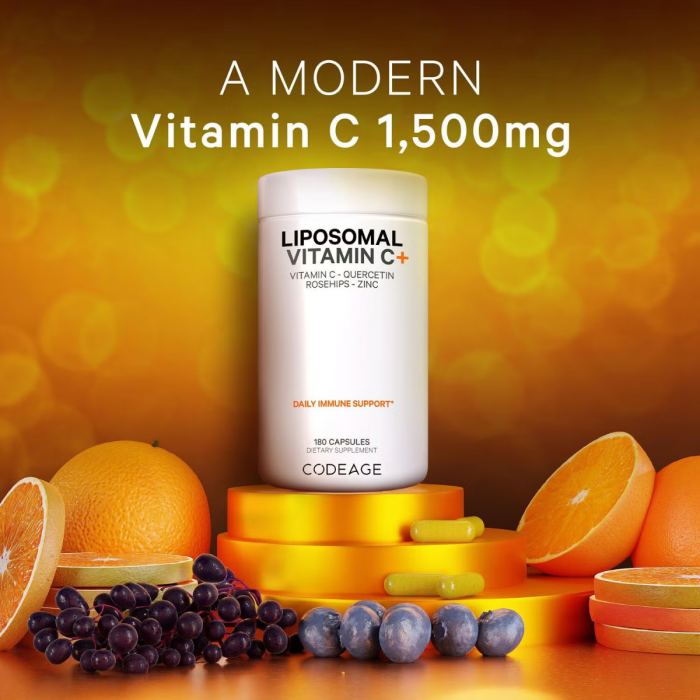 Codeage Liposomal Vitamin C, Vitamina C Liposomala - Formula Avansata Pentru Absorbtie Superioara, 180 Cps [5]