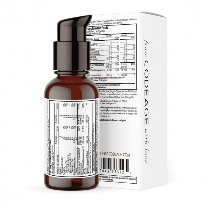 Codeage Liposomal Vitamin D3+k2 Orange Flavor, Vitamina D3+k2 Lipozomala Cu Aroma De Portocala, Formula Avansata Pentru Absorbtie Superioara, 59.2 Ml [2]
