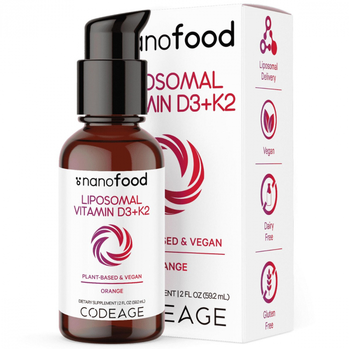 Codeage Liposomal Vitamin D3+k2 Orange Flavor, Vitamina D3+k2 Lipozomala Cu Aroma De Portocala, Formula Avansata Pentru Absorbtie Superioara, 59.2 Ml [3]