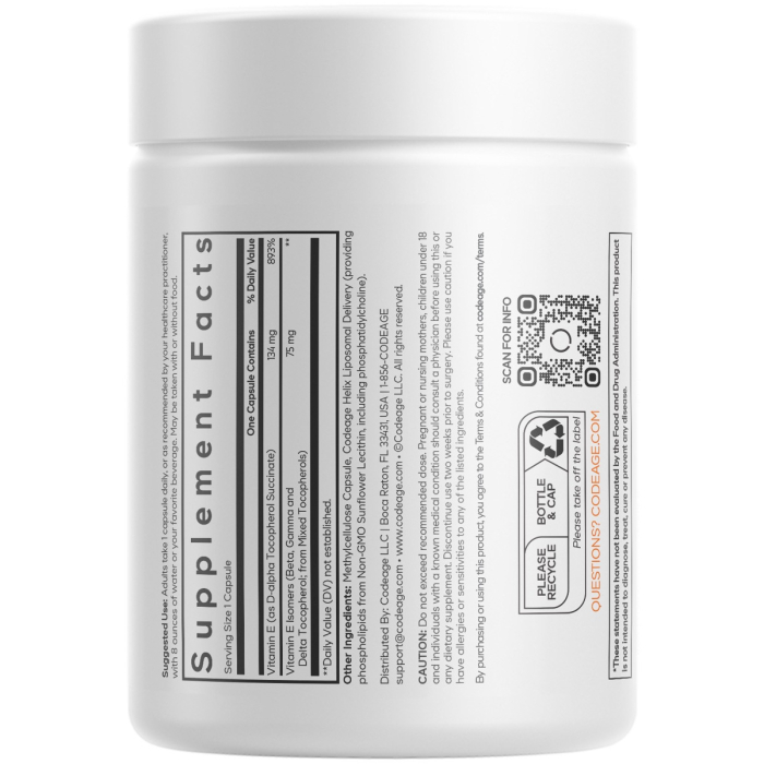 Codeage Liposomal Vitamin E, Vitamina E Liposomala, 90 Cps [5]