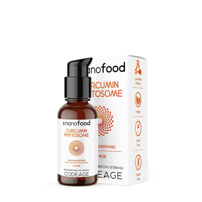Codeage Nano Food Turmeric Phytosome, Turmeric Fitosom 1000 Mg Cu Aroma De Citrice, 59.2 Ml [5]