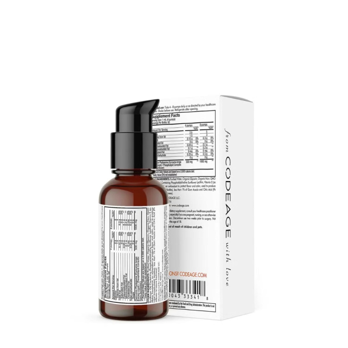 Codeage Nano Food Turmeric Phytosome, Turmeric Fitosom 1000 Mg Cu Aroma De Citrice, 59.2 Ml [4]