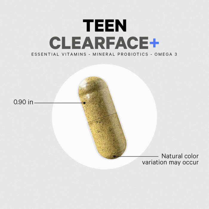 Codeage Teen Clearface Daily Multivitamin & Minerals, Complex de Multivitamine pentru Adolescenti pentru Ten Sanatos, 60 cps [3]