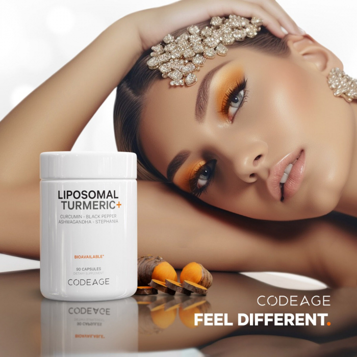 Codeage  Turmeric Lipozomal Fermentat + Piper Negru,  Curcumin Si Ghimbir, 90 Cps [9]
