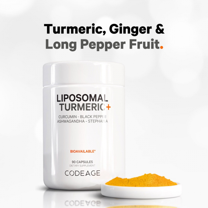 Codeage  Turmeric Lipozomal Fermentat + Piper Negru,  Curcumin Si Ghimbir, 90 Cps [5]