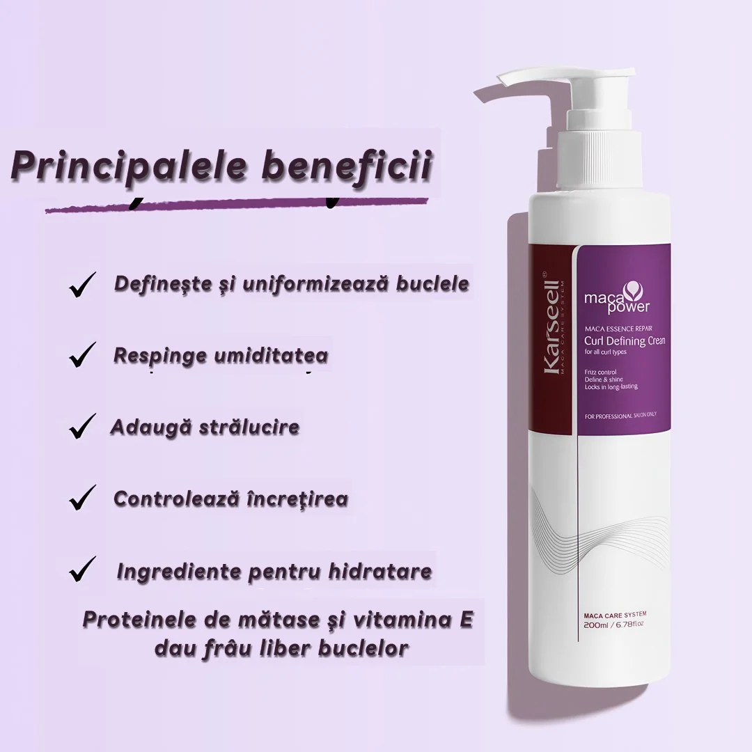 Cremă Definire Bucle Karseell Maca Essence ( Fără Sulfați și Parabeni, Potrivită pentru Toate Tipurile de Păr) * 200ML [2]
